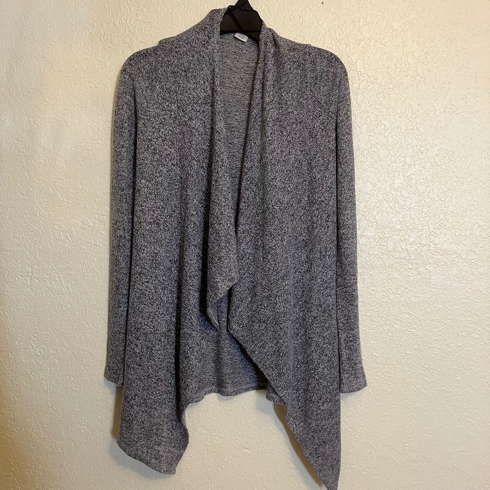 Mudd Cardigan Sweater Heathered Black & White Women's Open-Front Style - Size M